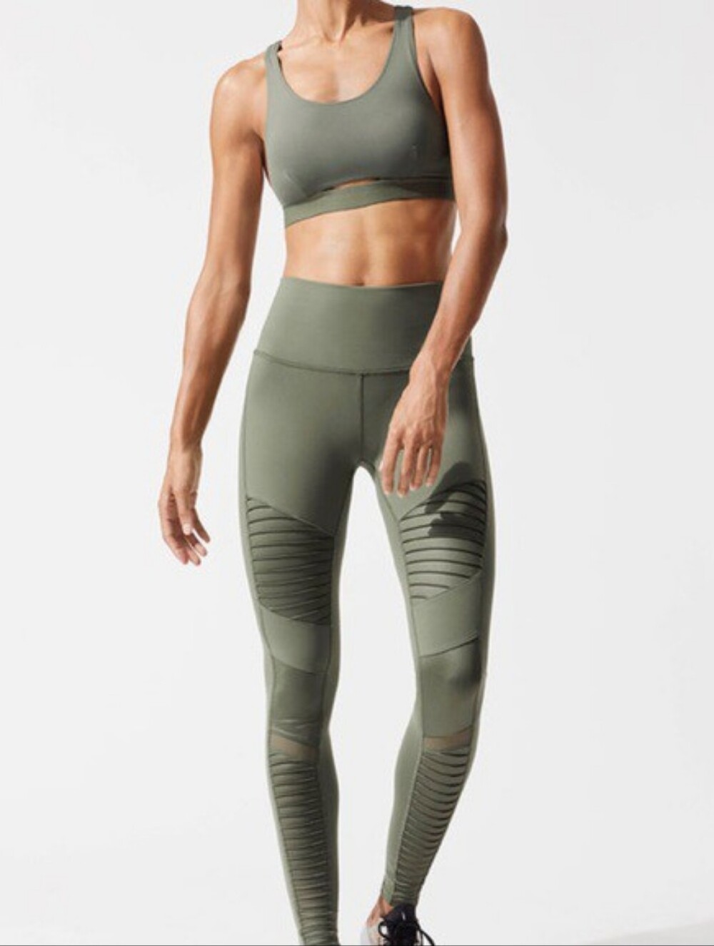Alo Yoga Olive Green Women's Moto-Style Leggings Medium